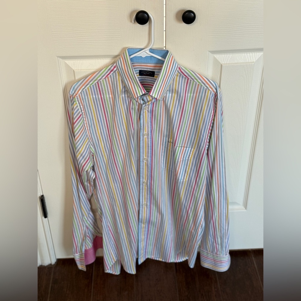 Paul Shark Yachting Pastel Striped Dress Shirt  - Medium Button UP